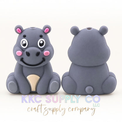 Hippo 3D silicone focal bead front and back