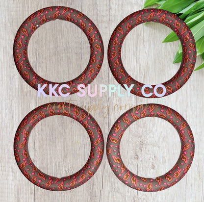 SP233-Neon Leopard Lightning Bolt Printed Silicone Beads