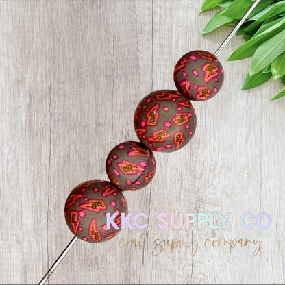 SP233-Neon Leopard Lightning Bolt Printed Silicone Beads