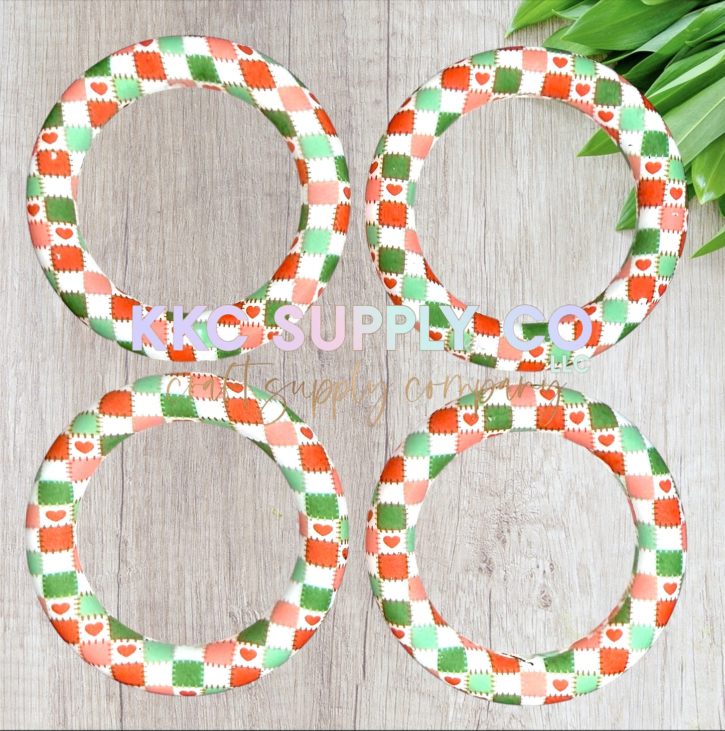 SP232-Christmas Patchwork Printed Silicone Beads