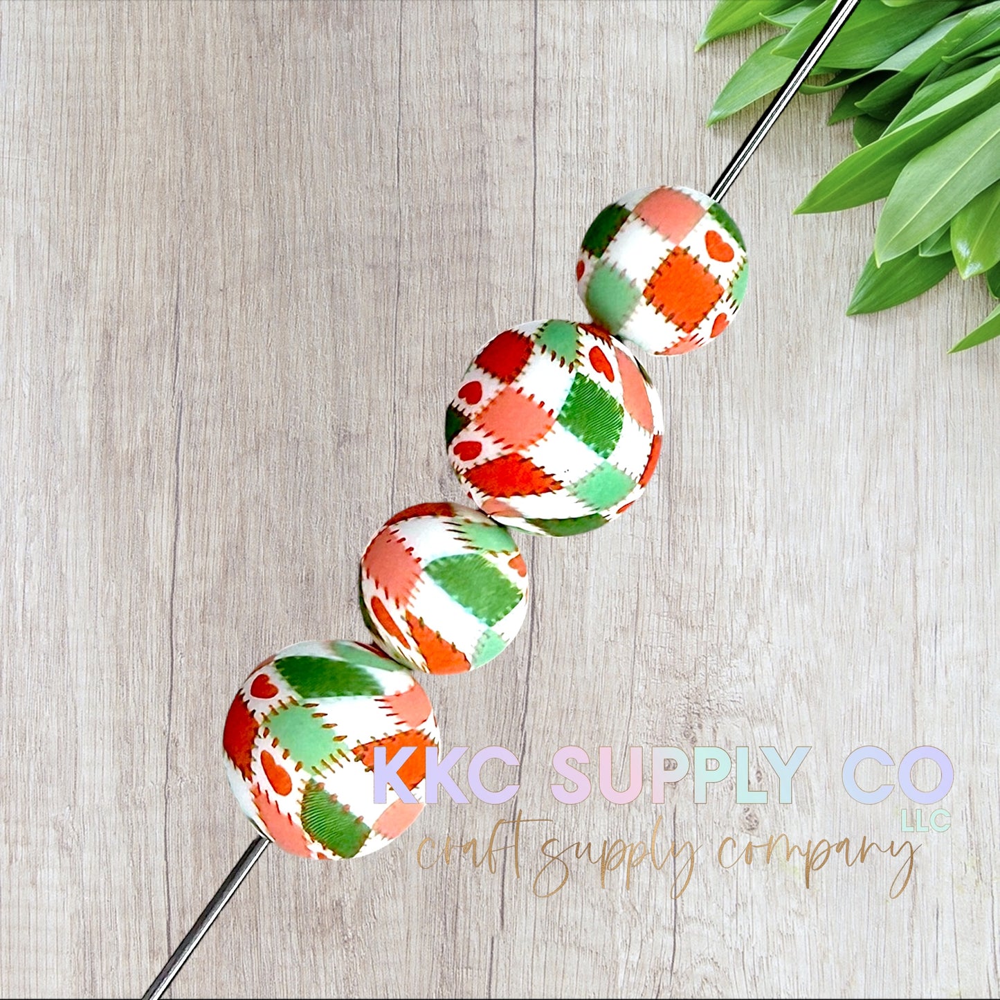 SP232-Christmas Patchwork Printed Silicone Beads