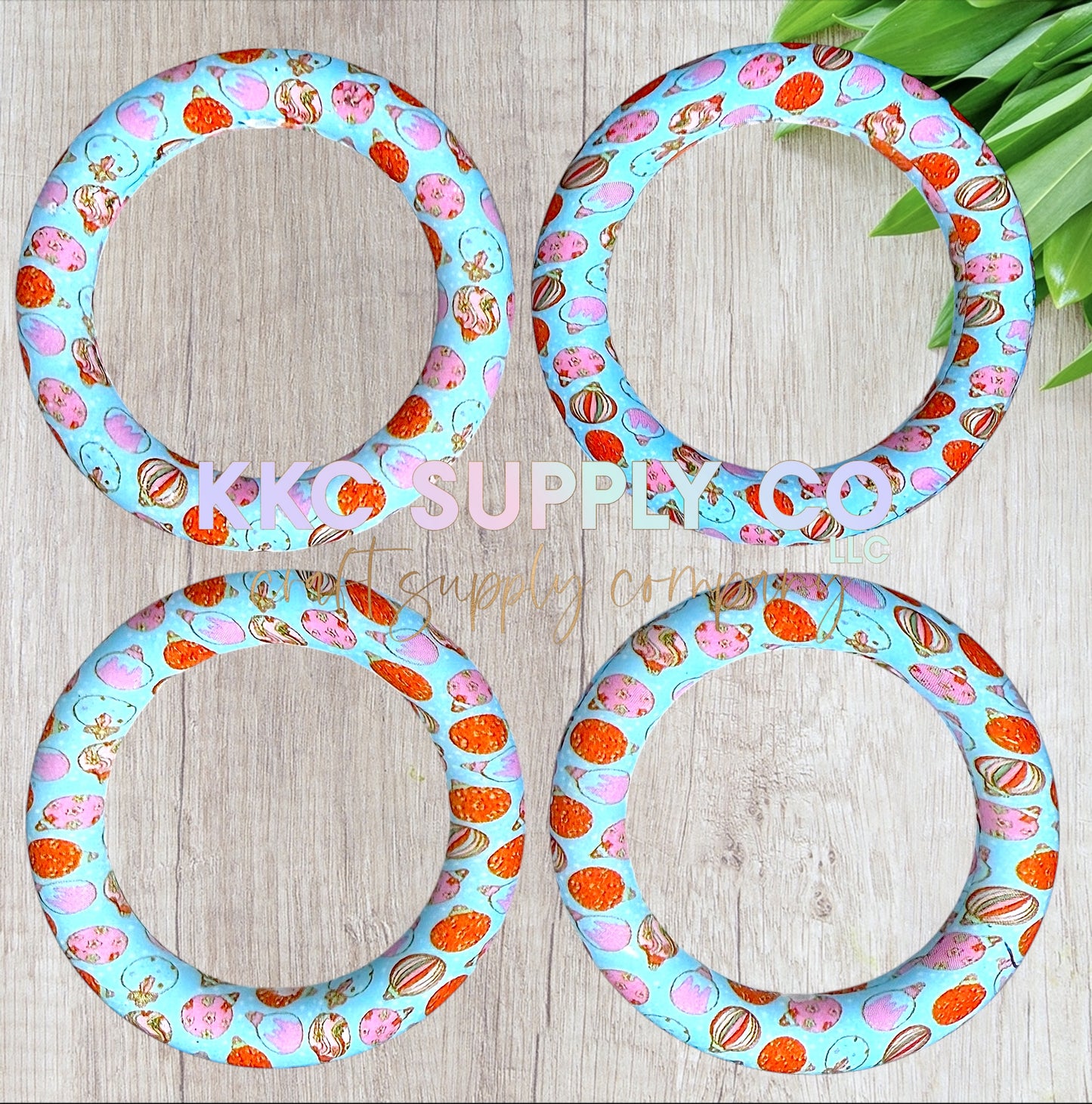 SP231-Trendy Christmas Ornaments Printed Silicone Beads