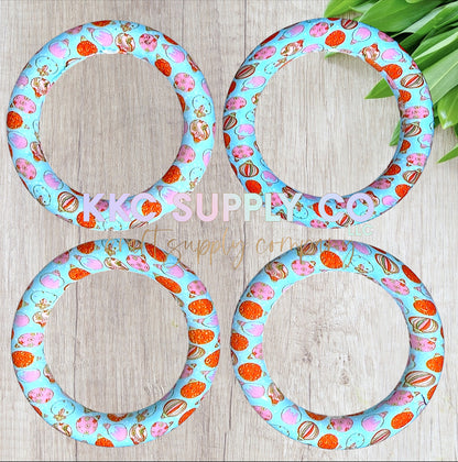 SP231-Trendy Christmas Ornaments Printed Silicone Beads