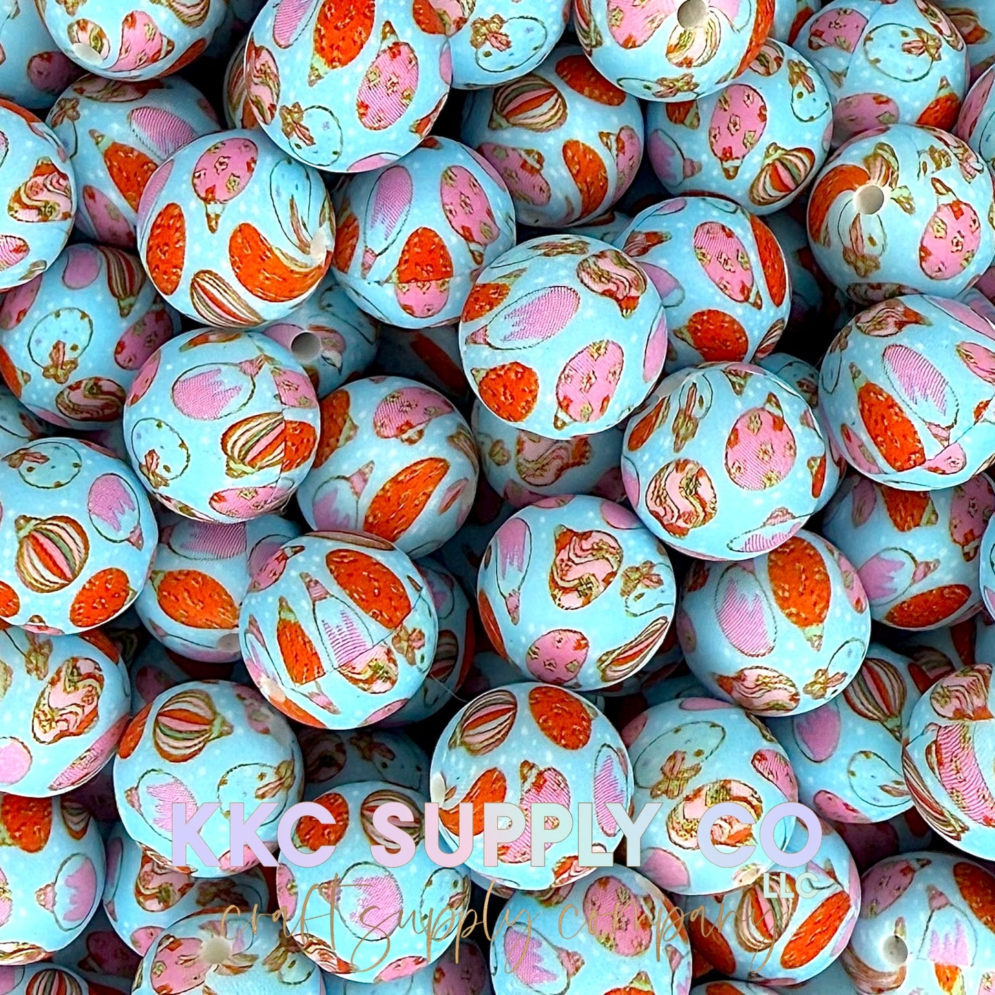 SP231-Trendy Christmas Ornaments Printed Silicone Beads