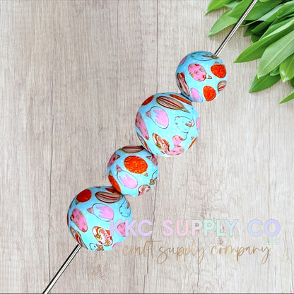 SP231-Trendy Christmas Ornaments Printed Silicone Beads