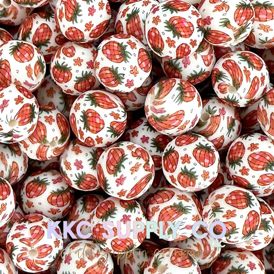 SP229-Disco Strawberry Printed Silicone Beads
