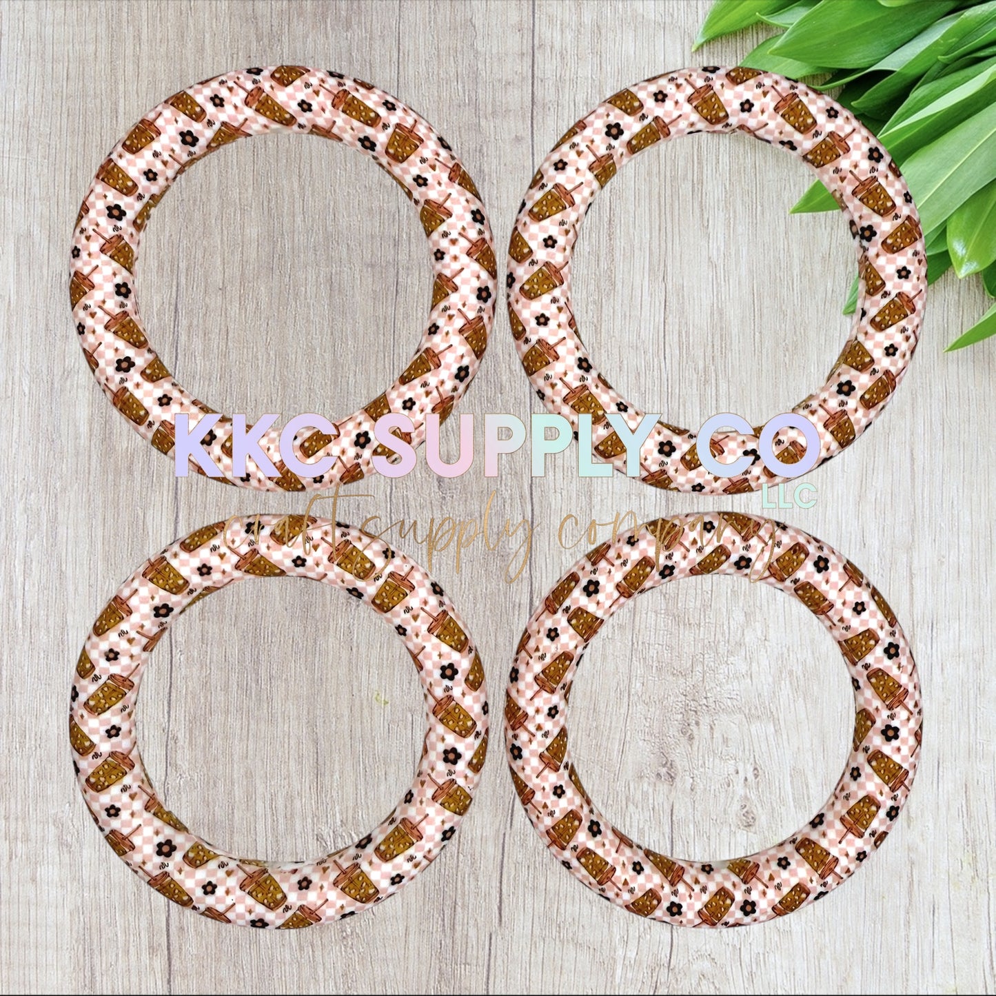 SP235-Checkered Latte Silicone Beads
