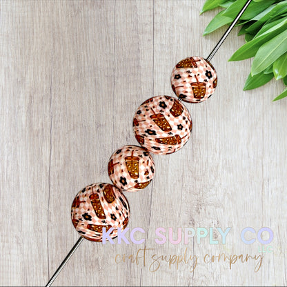SP235-Checkered Latte Silicone Beads