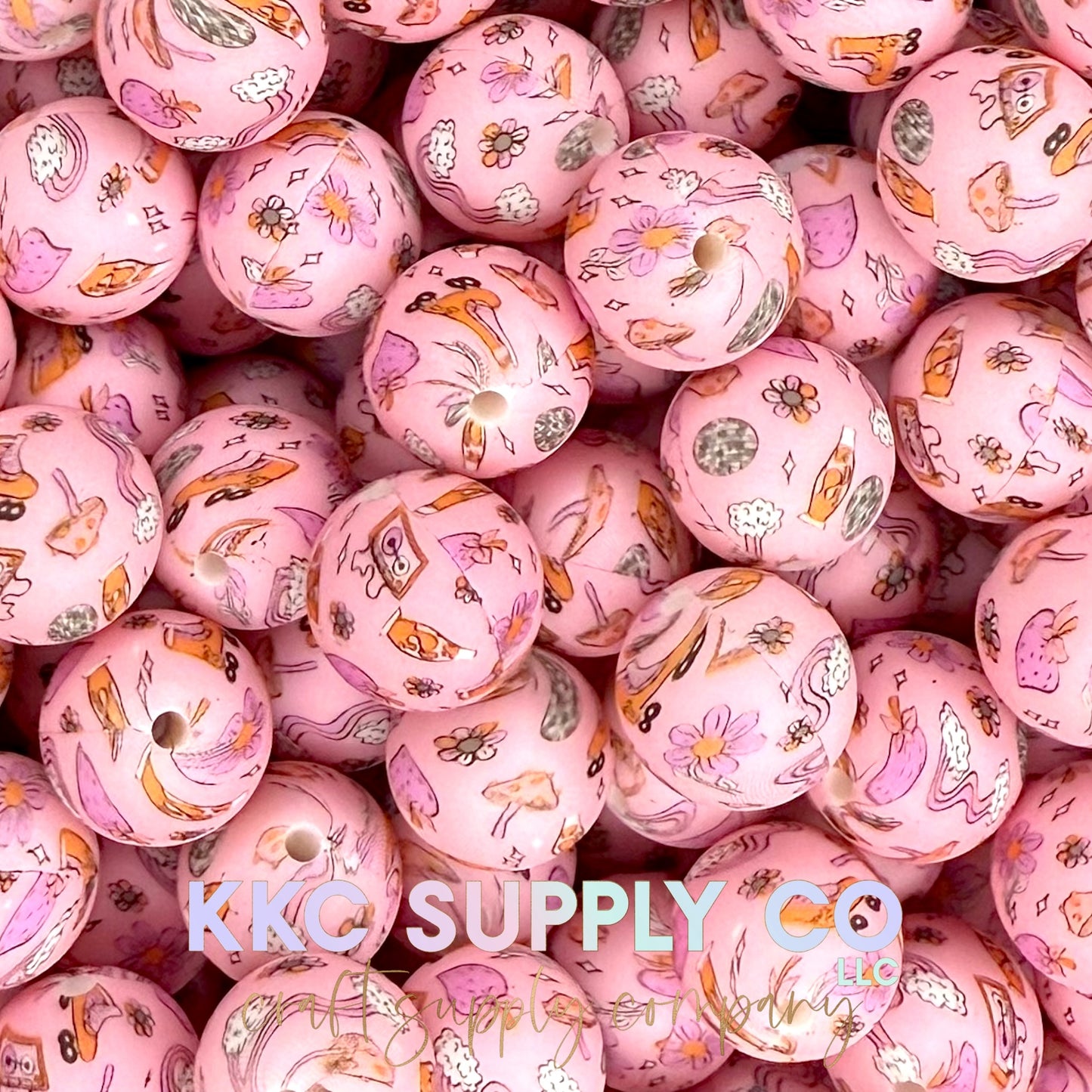 SP228-Groovy Printed Silicone Beads