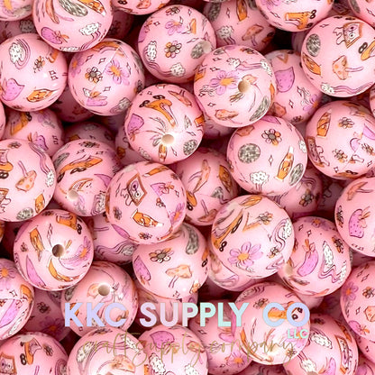 SP228-Groovy Printed Silicone Beads