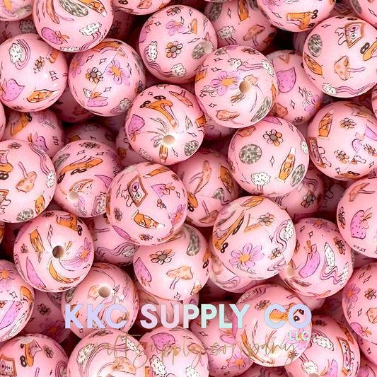 SP228-Groovy Printed Silicone Beads