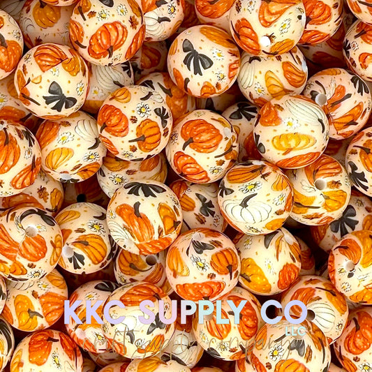 SP227-Pumpkin Patch Printed Silicone Beads