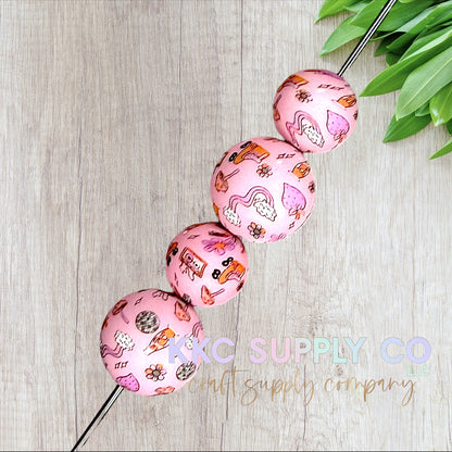 SP228-Groovy Printed Silicone Beads