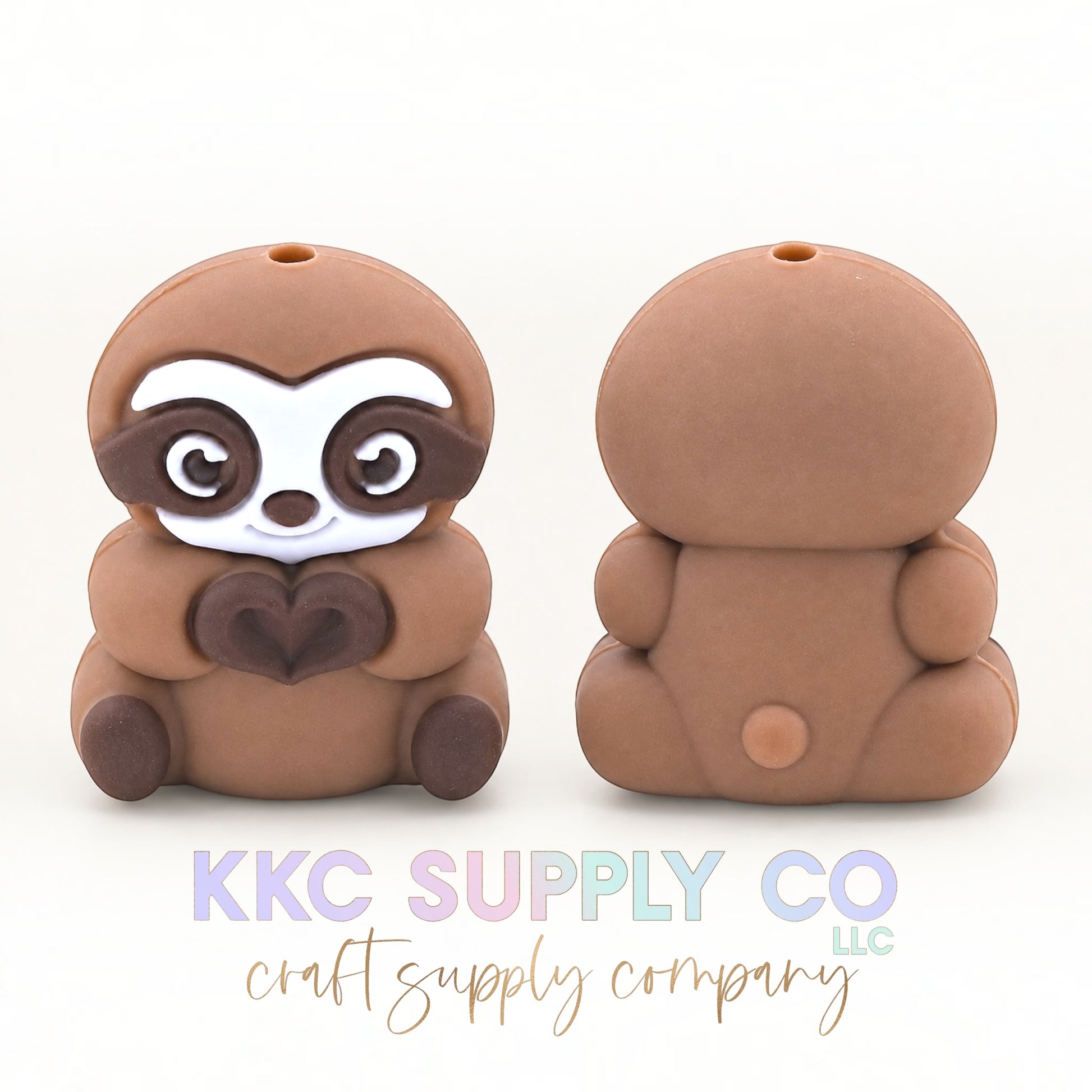 Sloth 3D silicone focal bead front and back
