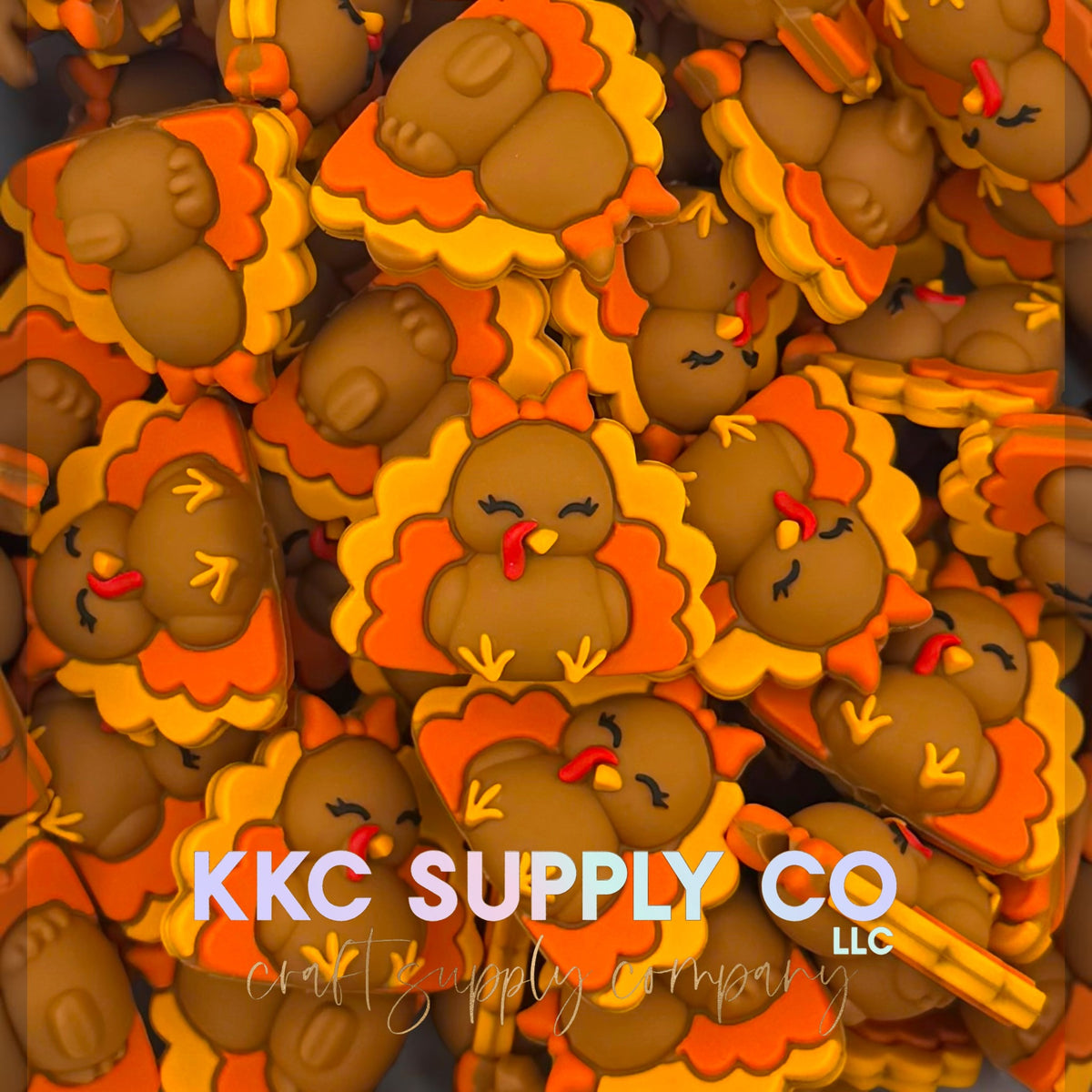 Thanksgiving turkey 3D silicone focal bead