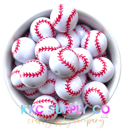Baseball Bubblegum Bead 20mm