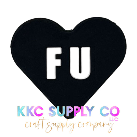 FU Candy Heart Silicone Focal Bead