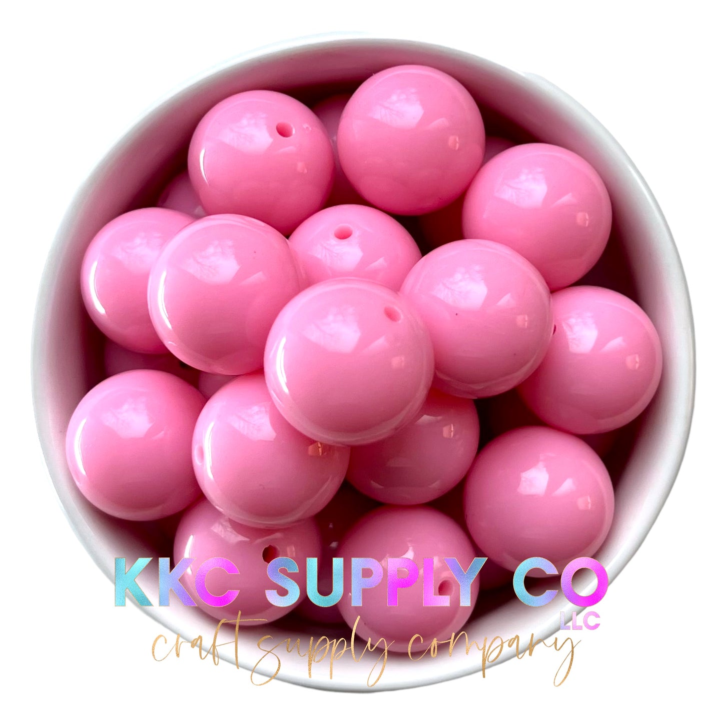 Bright Pink Solid Bubblegum Bead 20mm