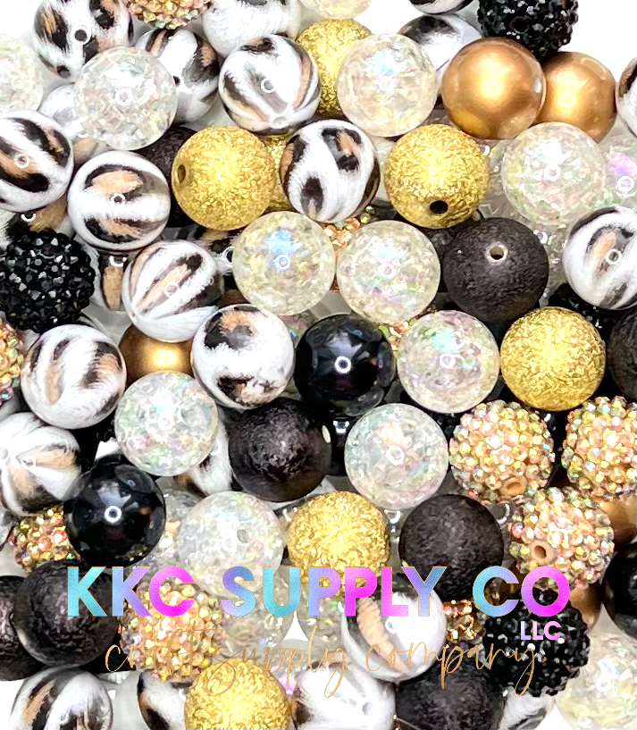 Distressed Leopard Bubblegum Bead Mix 20mm