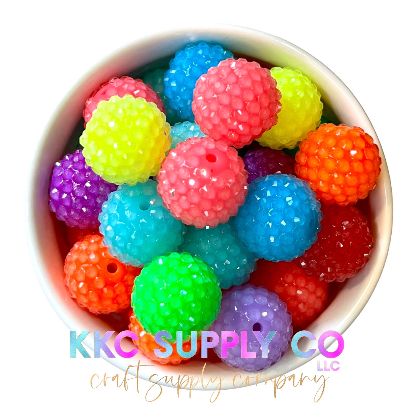 Neon Jelly Rhinestone Bubblegum Bead 20mm