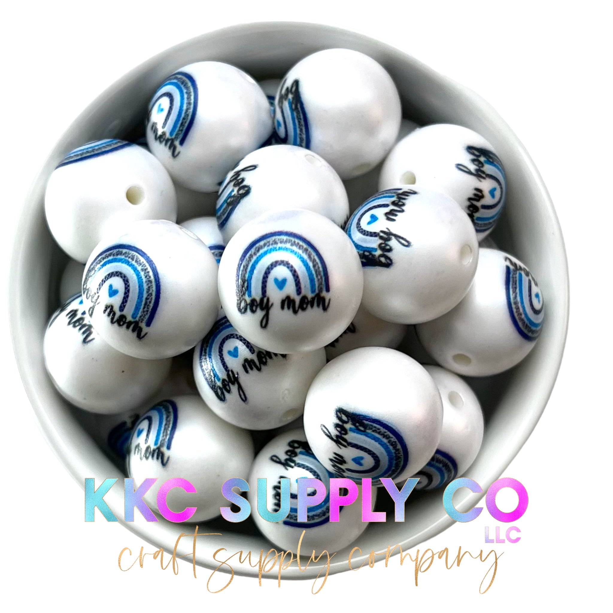 20mm Football Mom Acrylic Bubblegum Beads