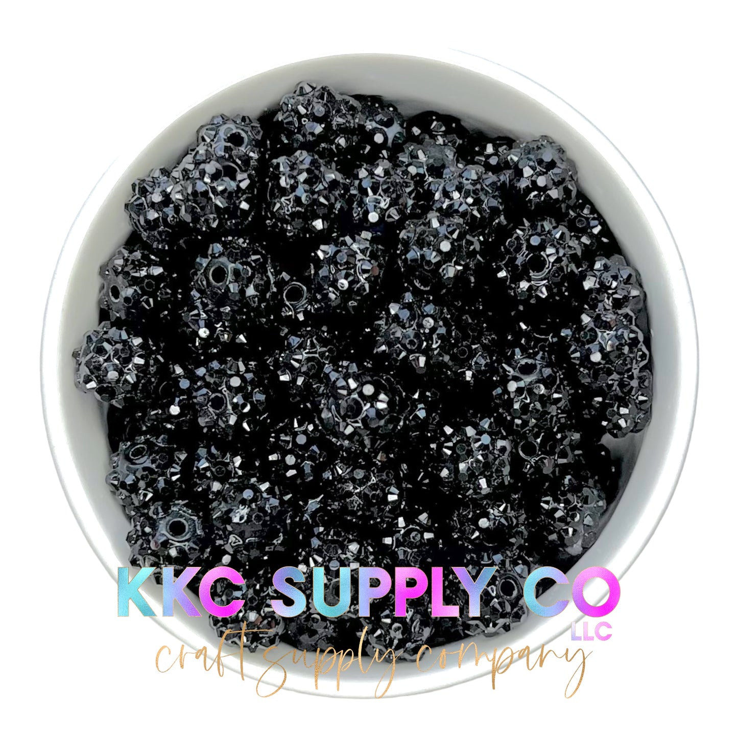 Black Rhinestone Bubblegum Bead 12mm