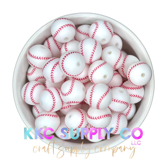 SP46-Baseball 15mm Silicone Bead