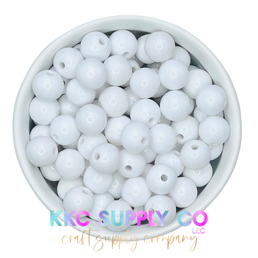 White Solid Bubblegum Bead 12mm