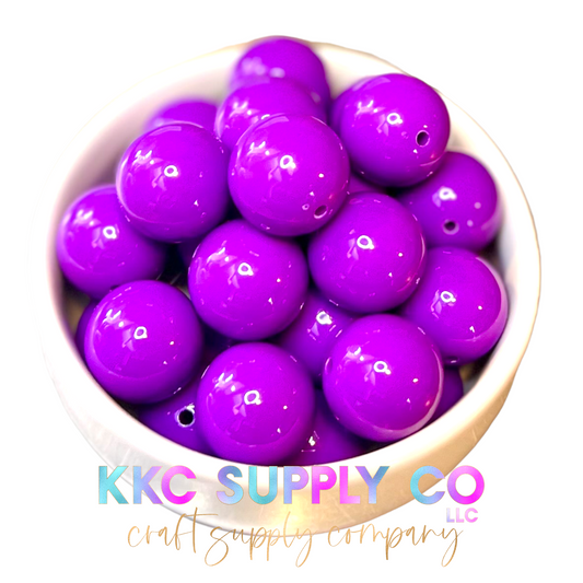 Dark Purple Solid Bubblegum Bead 20mm