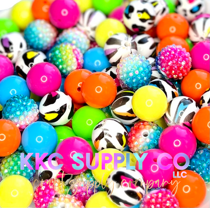 Neon Leopard Bubblegum Bead Mix 20mm