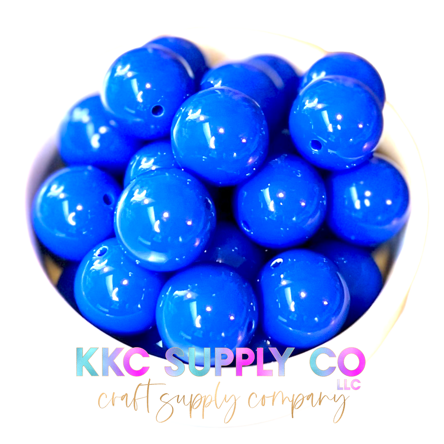 Dark Blue Solid Bubblegum Bead 20mm