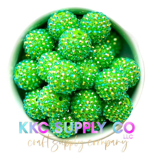 Bright Green Rhinestone Bubblegum Bead 20mm