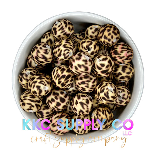 SP09-Brown Cheetah Print Silicone Bead 15mm