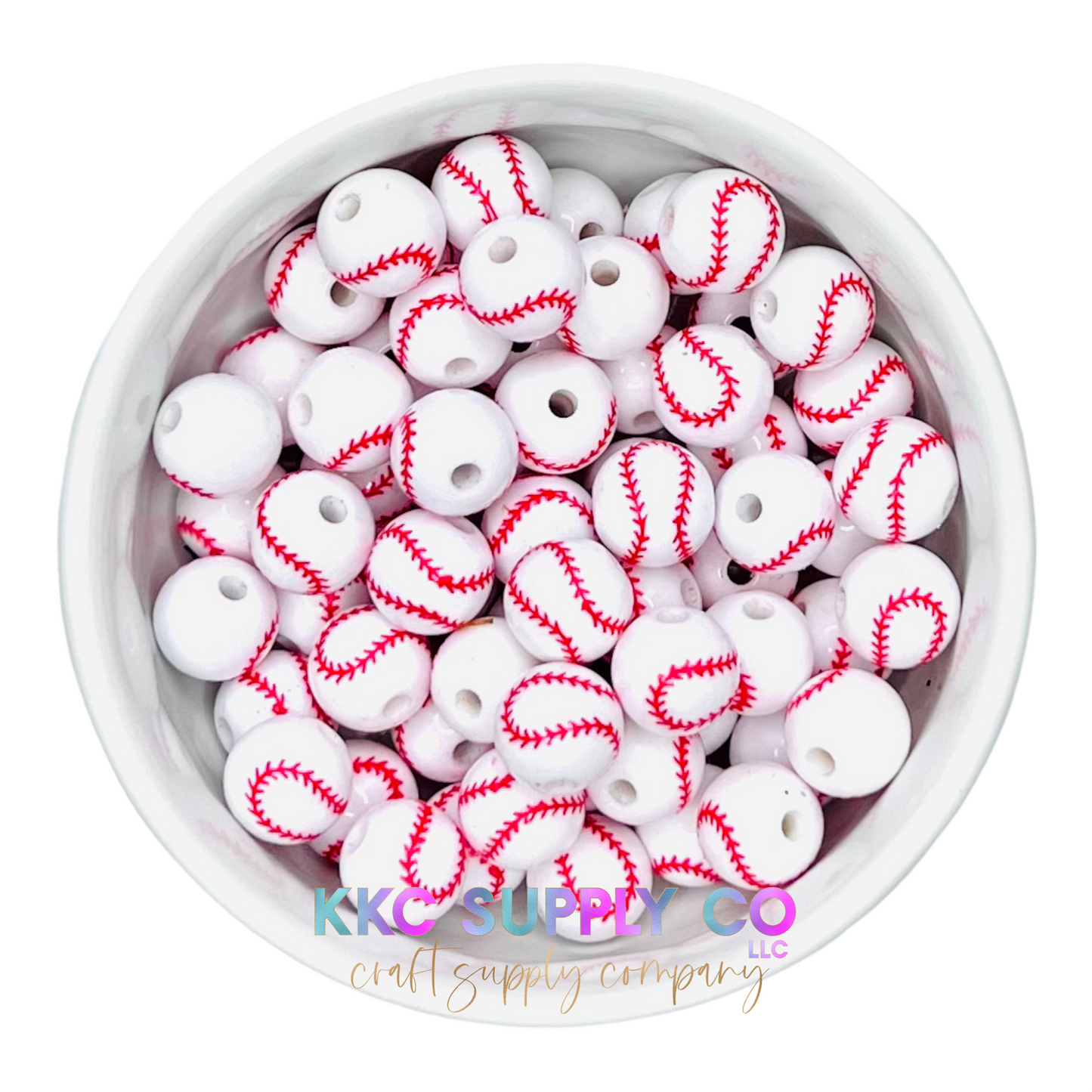 Baseball Bubblegum Bead 12mm