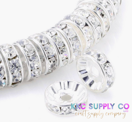 Clear Rhinestone Spacer Bead 8mm, 10mm or 12mm