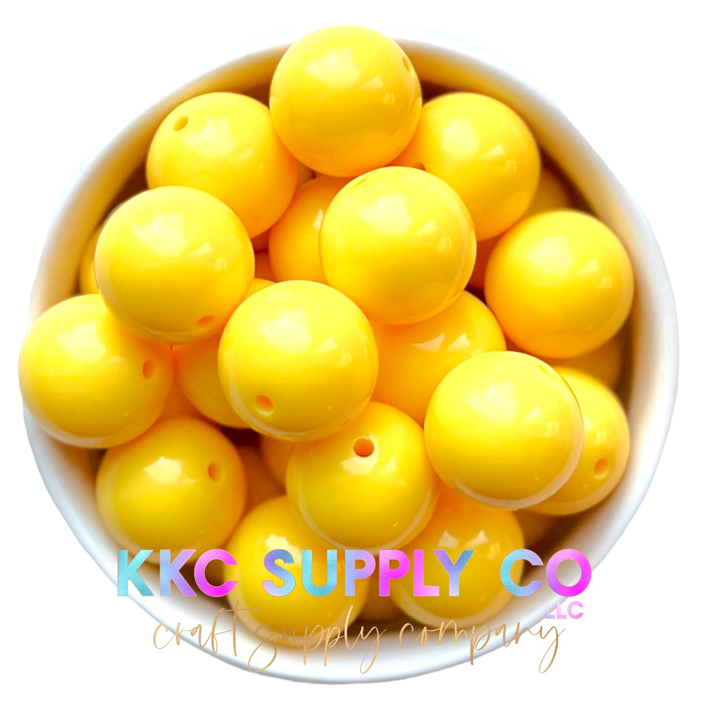 Dark Yellow Solid Bubblegum Bead 20mm