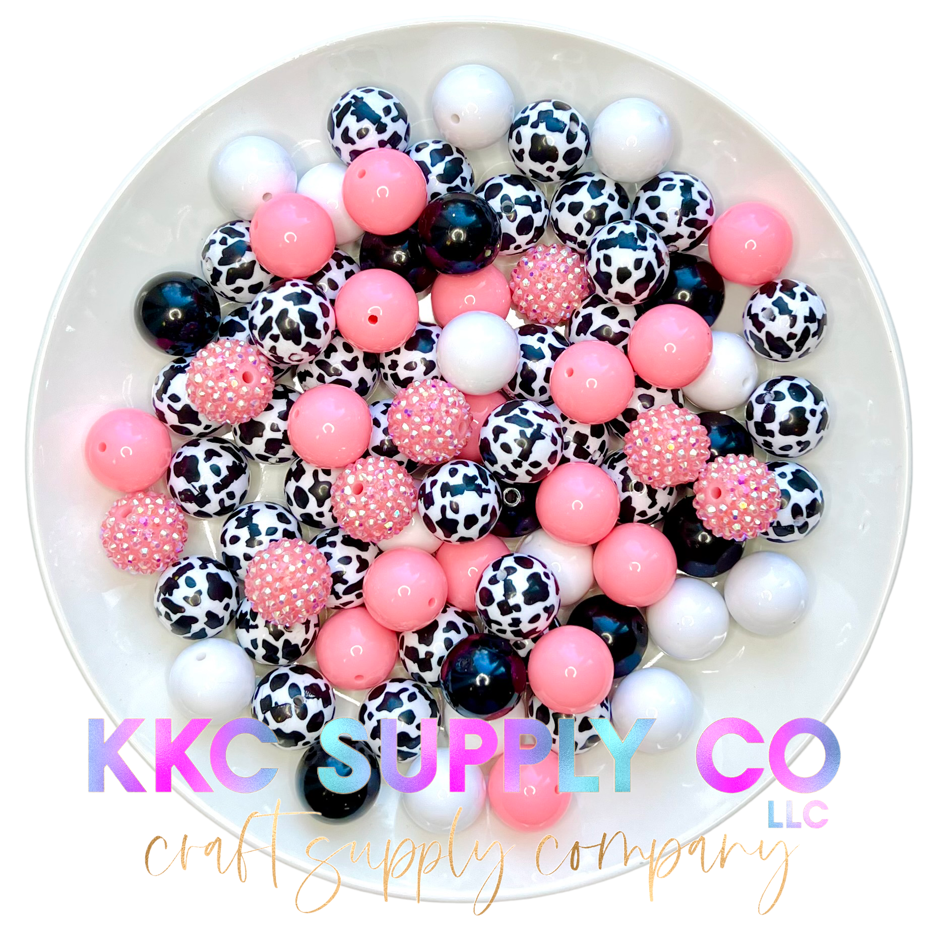 Custom Printed 20mm Bubblegum Beads Designed by You