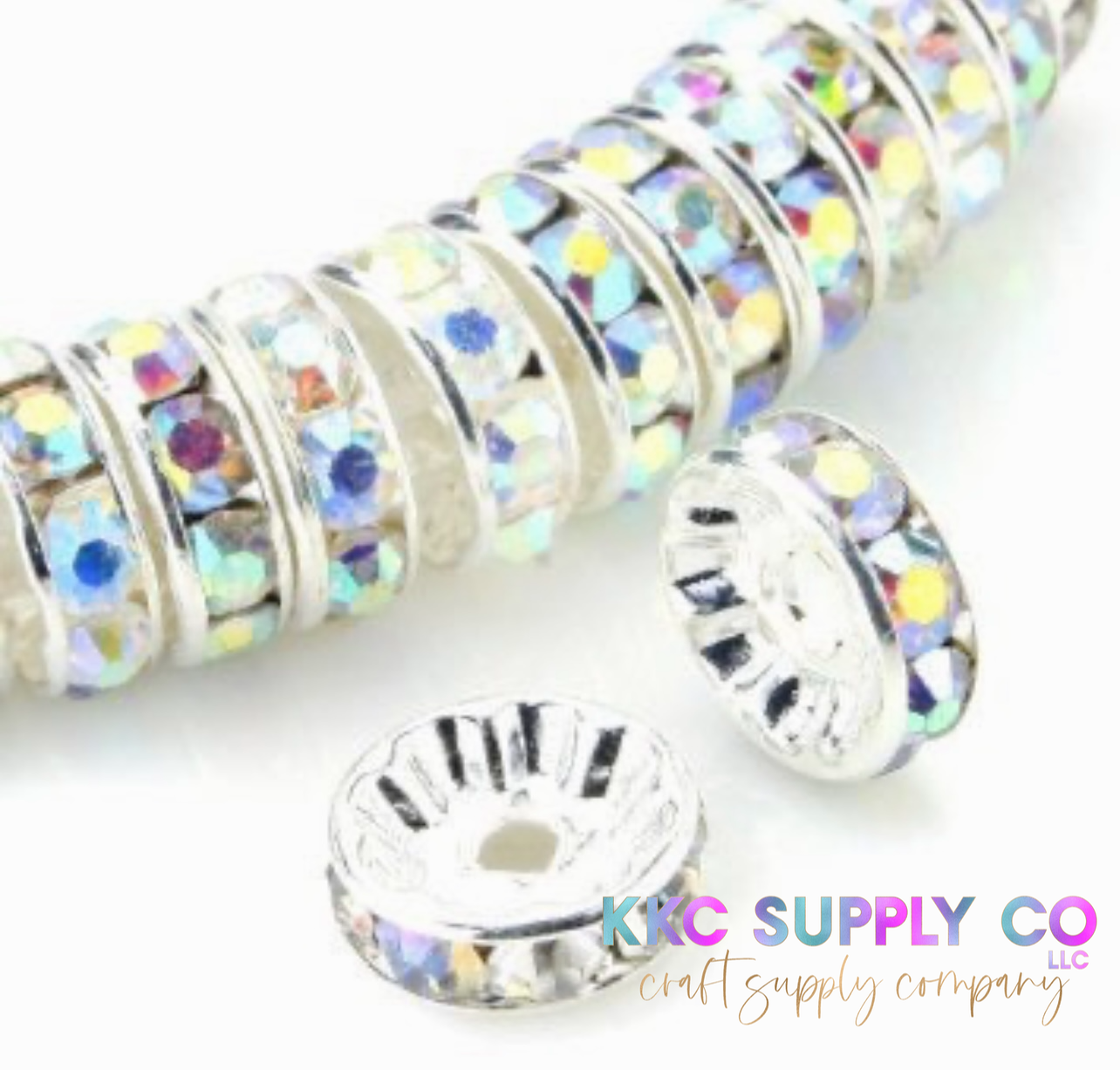 Clear AB Silver Spacer Bead 10mm or 12mm