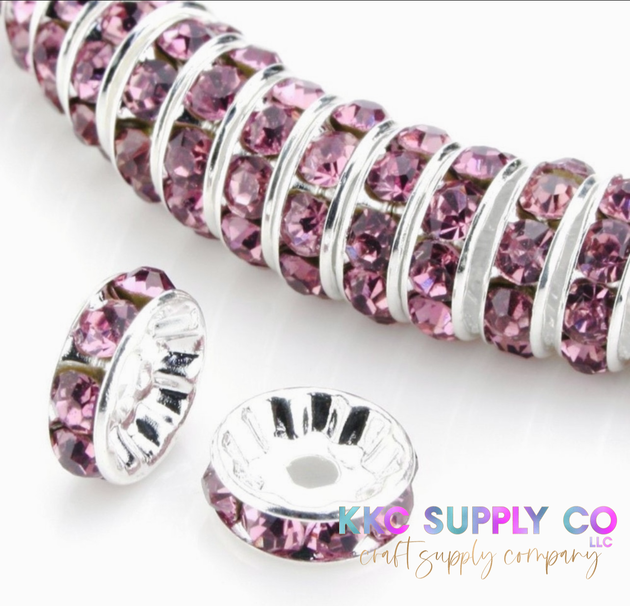 Amethyst Rhinestone Spacer Bead 10mm