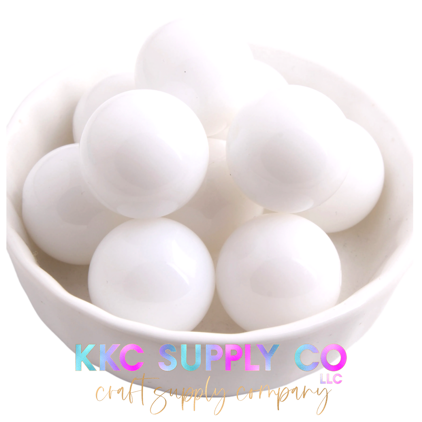 White Solid Bubblegum Bead 20mm