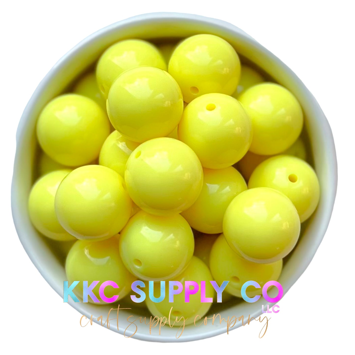 Yellow Solid Bubblegum Bead 20mm