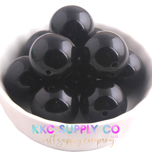 Black Solid Bubblegum Bead 20mm