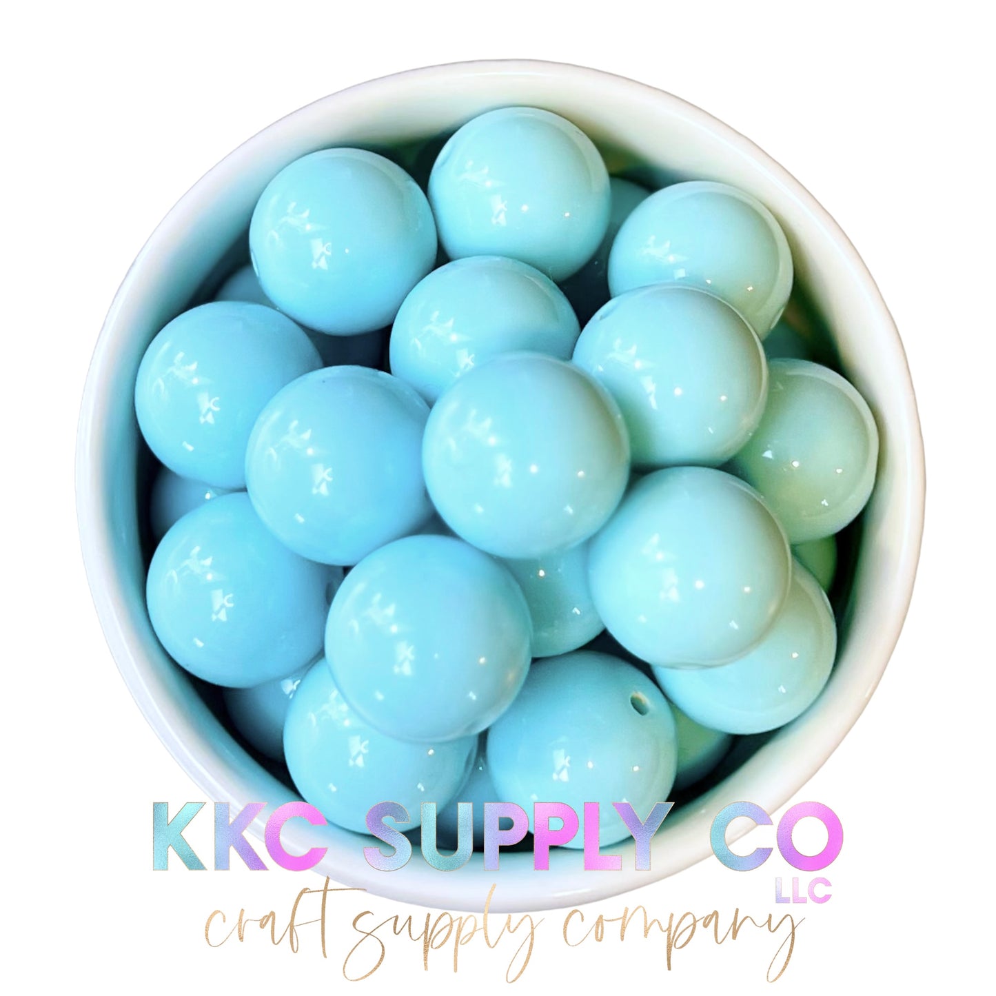 Baby Blue Solid Bubblegum Bead 20mm