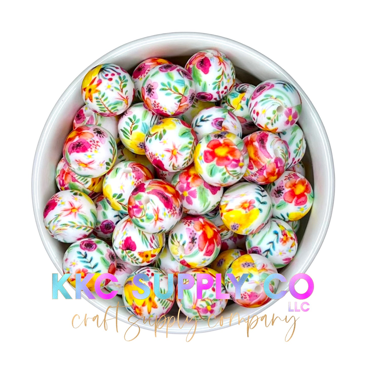 SP16-Bright Floral 15mm Silicone Beads