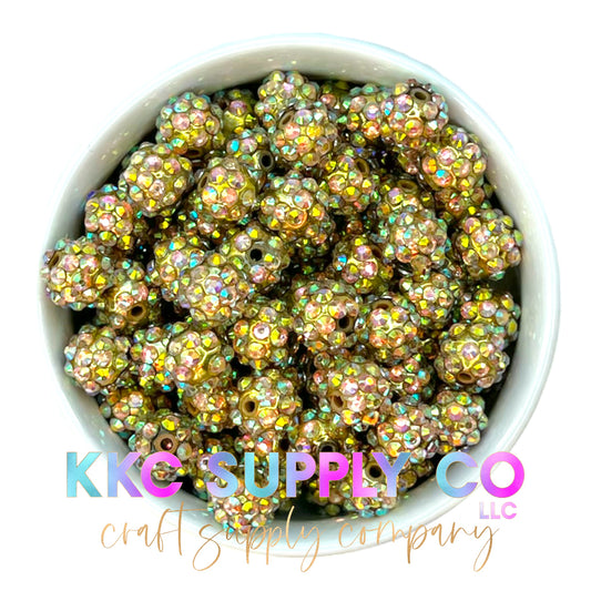 Gold AB Rhinestone Bubblegum Bead 12mm