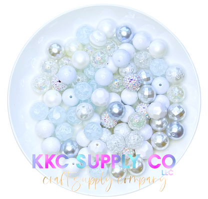 Winter White Bubblegum Bead Mix 20mm