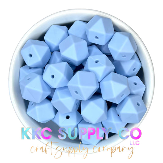 SS16-Baby Blue Hexagon Silicone Bead 14mm