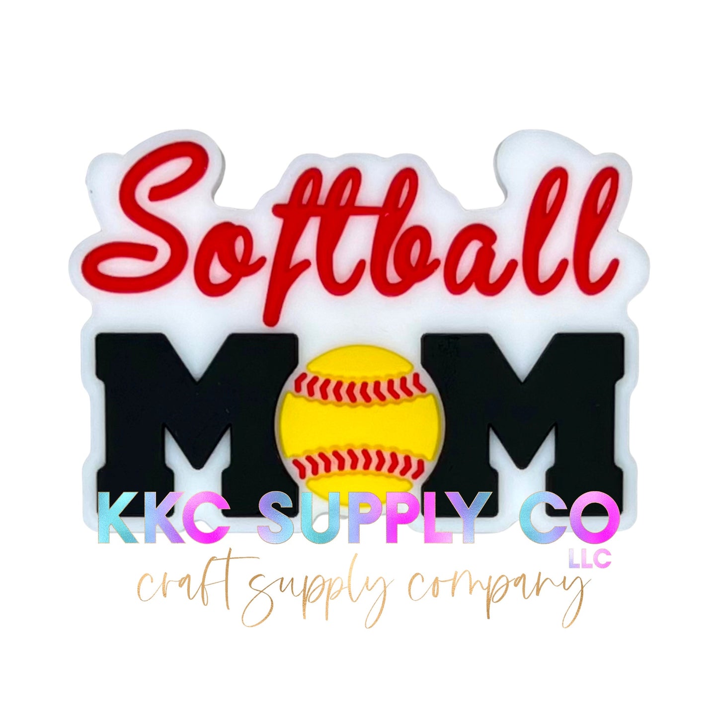 Softball Mom Silicone Focal Bead