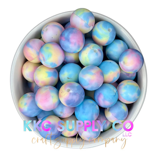 SP04-Pastel Rainbow Tie Dye 15mm Silicone Bead