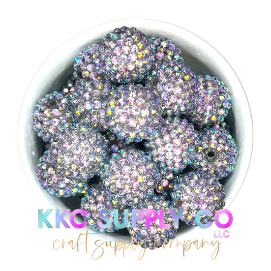 Rainbow Purple AB Rhinestone Bubblegum Bead 20mm